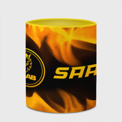 Кружка с полной запечаткой Saab - gold gradient: надпись и символ - фото 2