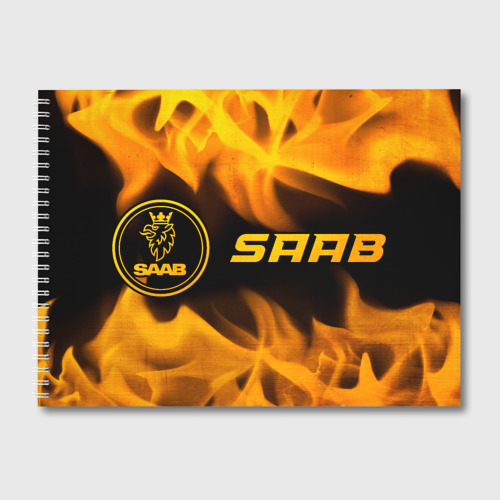Альбом для рисования Saab - gold gradient: надпись и символ