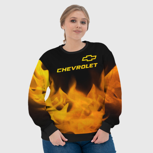 Женский свитшот 3D с принтом Chevrolet - gold gradient: символ сверху, фото #4