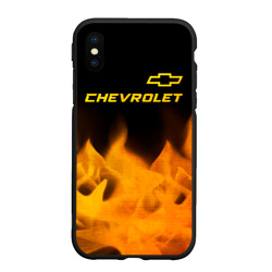 Чехол для iPhone XS Max матовый Chevrolet - gold gradient: символ сверху