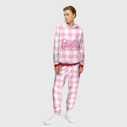 Мужской костюм с толстовкой 3D Барби лого розовая клетка - фото 2