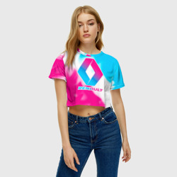 Женская футболка Crop-top 3D Renault neon gradient style - фото 2