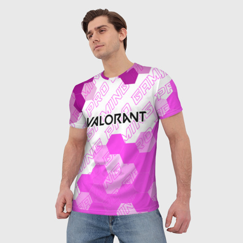 Мужская футболка 3D с принтом Valorant pro gaming: символ сверху, фото на моделе #1