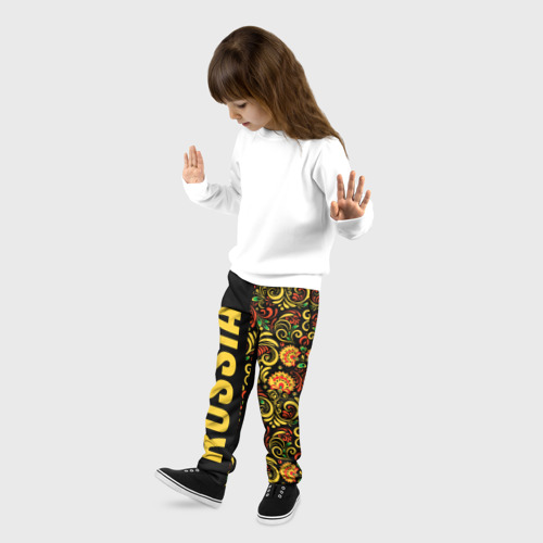 Детские брюки 3D с принтом Russia хохлома, фото на моделе #1