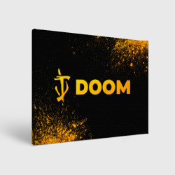 Холст прямоугольный Doom - gold gradient: надпись и символ