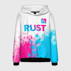 Мужская толстовка 3D Rust neon gradient style: символ сверху