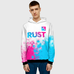 Мужская толстовка 3D Rust neon gradient style: символ сверху - фото 2