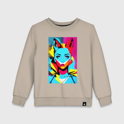 Детский свитшот хлопок Fox girl - pop art - neural network