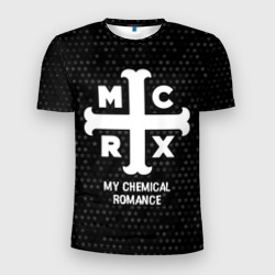 Мужская футболка 3D Slim My Chemical Romance glitch на темном фоне