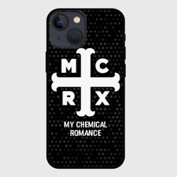 Чехол для iPhone 13 mini My Chemical Romance glitch на темном фоне