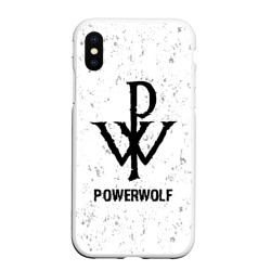 Чехол для iPhone XS Max матовый Powerwolf glitch на светлом фоне