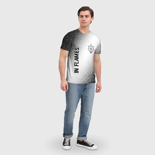 Мужская футболка 3D с принтом In Flames glitch на светлом фоне: надпись, символ, вид сбоку #3