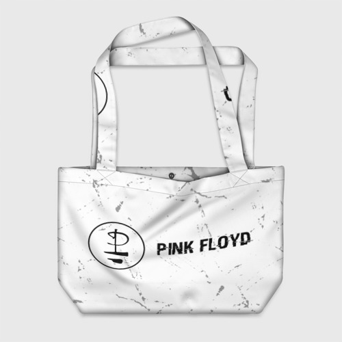 Пляжная сумка 3D Pink Floyd glitch на светлом фоне: надпись и символ