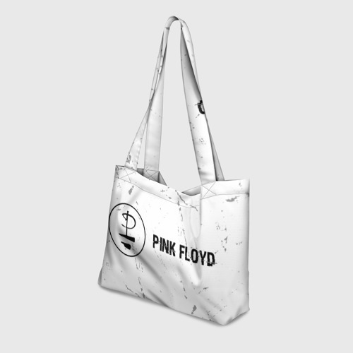 Пляжная сумка 3D Pink Floyd glitch на светлом фоне: надпись и символ - фото 3