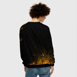 Свитшот с принтом The Offspring - gold gradient для мужчины, вид на модели сзади №2. Цвет основы: черный