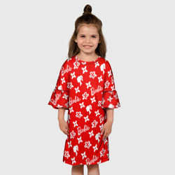 Детское платье 3D Барби паттерн красный - фото 2