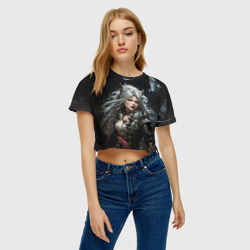 Женская футболка Crop-top 3D Боевая девушка-кошка - фото 2