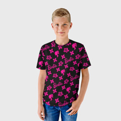 Детская футболка 3D Барби паттерн черно-розовый - фото 2