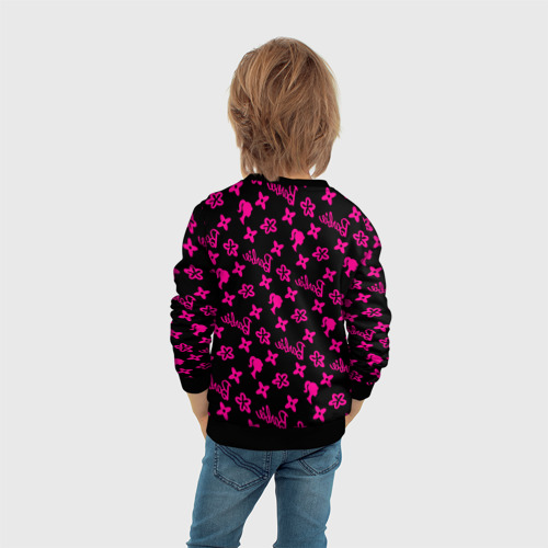 Детский свитшот 3D Барби паттерн черно-розовый, цвет 3D печать - фото 6