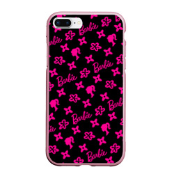 Чехол для iPhone 7Plus/8 Plus матовый Барби паттерн черно-розовый