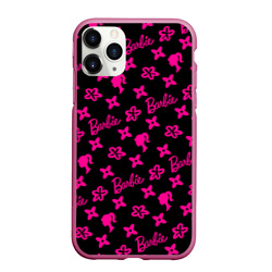 Чехол для iPhone 11 Pro Max матовый Барби паттерн черно-розовый