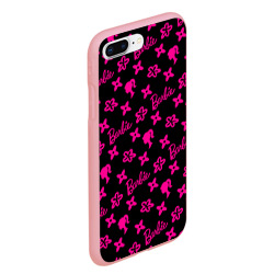 Чехол для iPhone 7Plus/8 Plus матовый Барби паттерн черно-розовый - фото 2