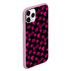 Чехол для iPhone 11 Pro Max матовый Барби паттерн черно-розовый - фото 2