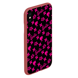 Чехол для iPhone XS Max матовый Барби паттерн черно-розовый - фото 2