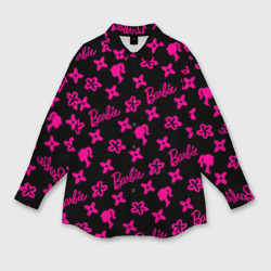 Мужская рубашка oversize 3D Барби паттерн черно-розовый