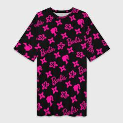 Платье-футболка 3D Барби паттерн черно-розовый