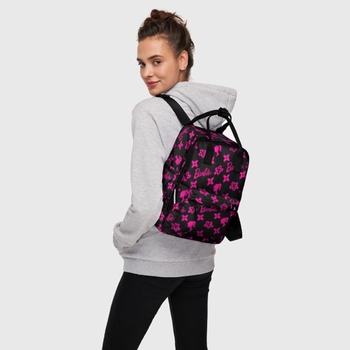 Женский рюкзак 3D Барби паттерн черно-розовый - фото 3