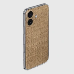 Чехол для iPhone 16 силиконовый с защитой камеры Мешковина ткань - холоп - фото 2