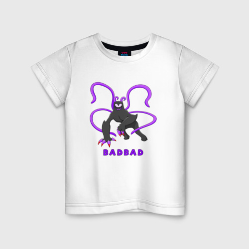 Детская футболка из хлопка с принтом Badbad - монстр из Детского сада Банбана, вид спереди №1