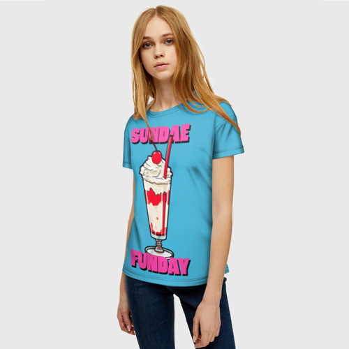 Женская футболка 3D Мороженое - Фаст фуд, цвет 3D печать - фото 3
