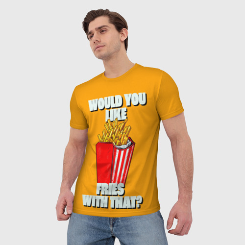 Мужская футболка 3D Картофель фри - Фаст Фуд, цвет 3D печать - фото 3