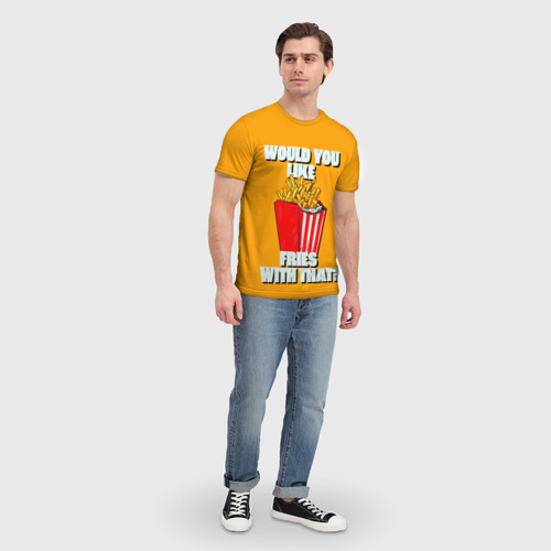 Мужская футболка 3D Картофель фри - Фаст Фуд, цвет 3D печать - фото 5