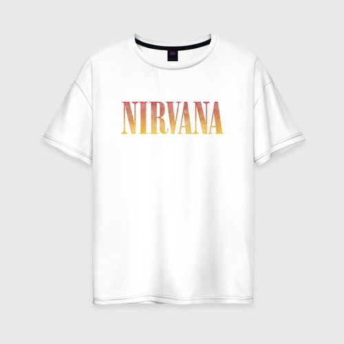 Женская футболка из хлопка оверсайз с принтом Nirvana logo, вид спереди №1