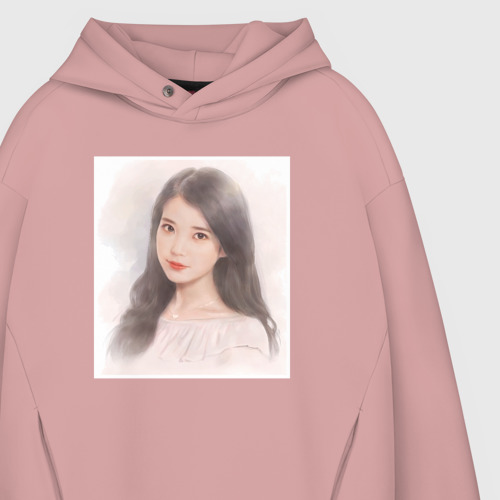 Мужское худи Oversize хлопок Милая АйЮ - IU, цвет пыльно-розовый - фото 4