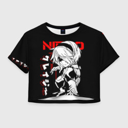 Женская футболка Crop-top 3D Nier Automata - черный и красный