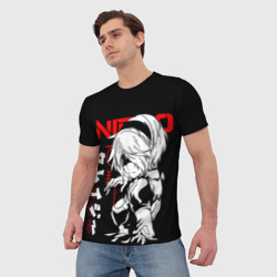 Мужская футболка 3D Nier Automata - черный и красный - фото 2