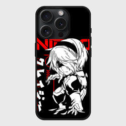 Чехол силиконовый для Apple iPhone 15 Pro матовый Nier Automata - черный и красный
