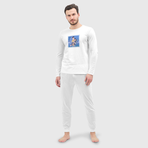 Мужская пижама с лонгсливом хлопок Дорама Начало: арт, цвет белый - фото 3