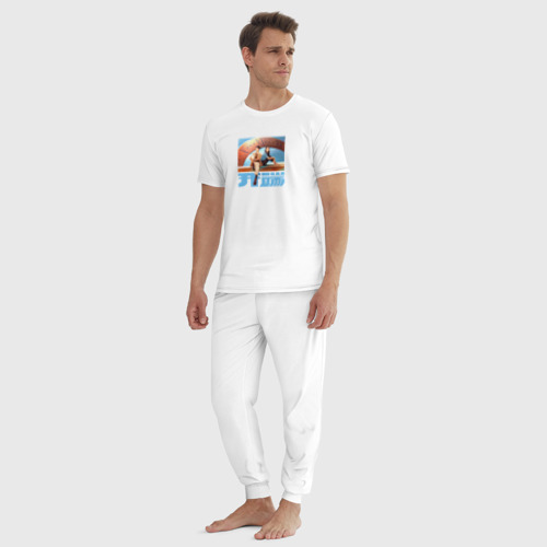 Мужская пижама хлопок Reset: Clock, цвет белый - фото 5