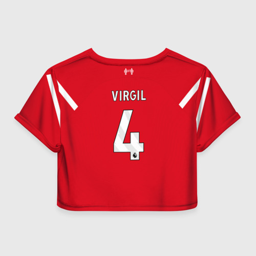 Женская футболка Crop-top 3D Вирджил ван Дейк Ливерпуль форма 23-24 домашняя, цвет 3D печать - фото 2