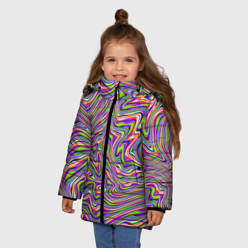 Зимняя куртка для девочек 3D В полоску Триппи, цвет светло-серый - фото 3