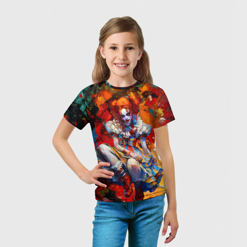 Детская футболка 3D с принтом Клоун девушка, вид сбоку #3