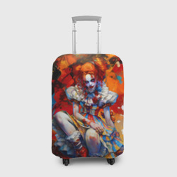 Чехол для чемодана 3D Девушка в страшном гриме клоуна - живопись