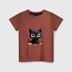 Детская футболка хлопок Чёрный котёнок - нейросеть