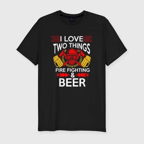 Мужская футболка хлопок Slim Борьба с огнём и пиво