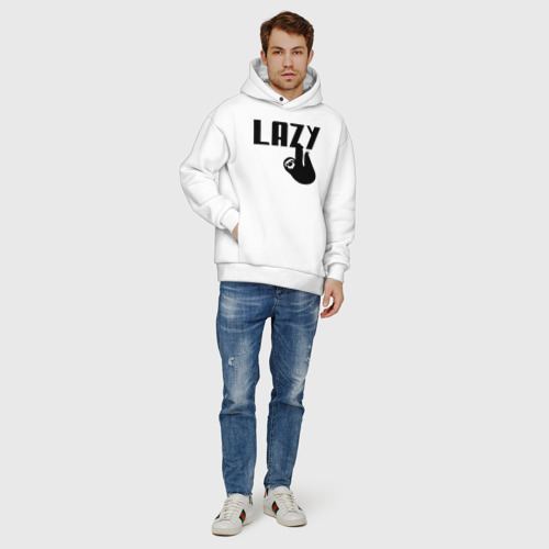 Мужское худи Oversize хлопок Lazy, цвет белый - фото 6